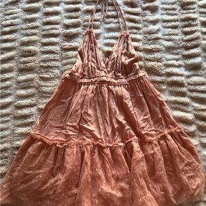 Orange Halter Mini Dress